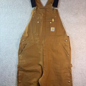 Carhartt Bib Overalls 38x34 Brown Duck Canvas Double Knee Loose OR0037-M NWOT